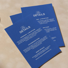 Tarjeta De Recepción Detalles de Boda Azul Marino 