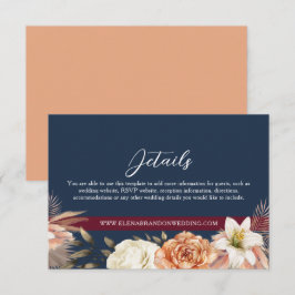Tarjeta De Recepción Detalles de Boda Azul Marino Borgoña