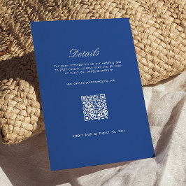 Tarjeta De Recepción Detalles de Boda Azul Marino Código Qr de RSVP