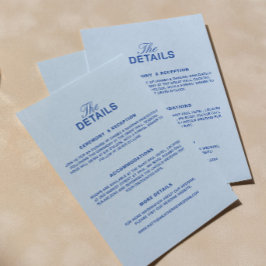 Tarjeta De Recepción Detalles de Boda Azules 