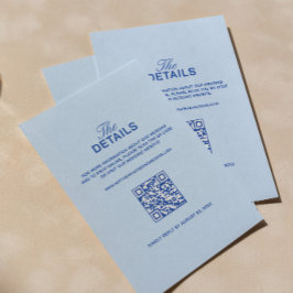 Tarjeta De Recepción Detalles de Boda Azules 