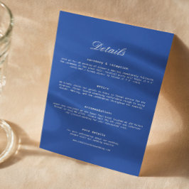Tarjeta De Recepción Detalles de Boda Azules