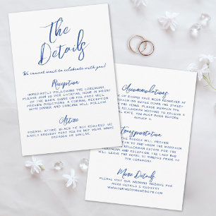 Tarjeta De Recepción Detalles de Boda Azules Caprichosos Escritos a Man