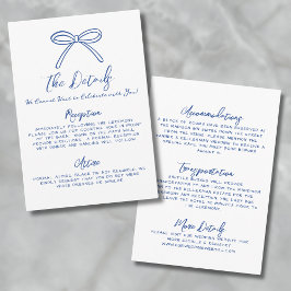 Tarjeta De Recepción Detalles de Boda Azules Dibujados a Mano