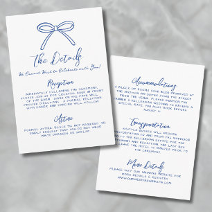 Tarjeta De Recepción Detalles de Boda Azules Dibujados a Mano