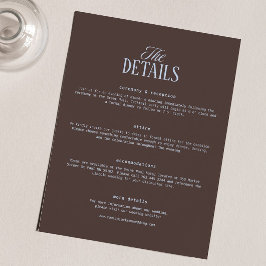 Tarjeta De Recepción Detalles de Boda Azules y Marrones 