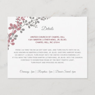 Tarjeta De Recepción Detalles de Boda Baby's Breath Dusty Rose Insert