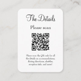 Tarjeta De Recepción Detalles de Boda blanco moderno simple con código