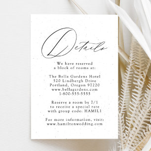 Tarjeta De Recepción Detalles de Boda Blanco y Negro Manchado