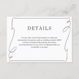Tarjeta De Recepción Detalles De Boda Blanco Y Negro Sencillo Y Elegant