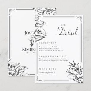 Tarjeta De Recepción Detalles de Boda Blancos Florales Boho Elegantes M