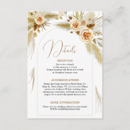 Tarjeta De Recepción Detalles de boda bohemio tropical de hierba de Pam