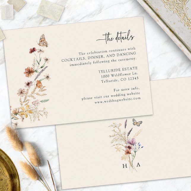 Tarjeta De Recepción Detalles de Boda Boho (Boho Wedding Details Enclosure Card
)
