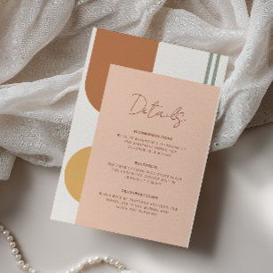 Tarjeta De Recepción Detalles de Boda Boho Arcos Coloridos Coral Rosa