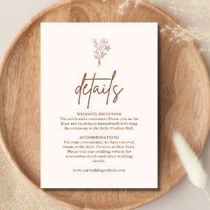 Tarjeta De Recepción Detalles de Boda Boho Botanicals de Terracota