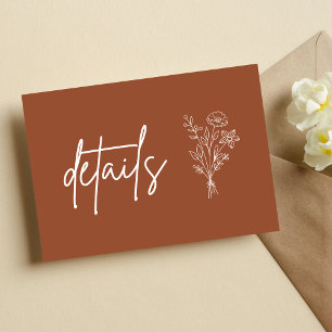 Tarjeta De Recepción Detalles de Boda Boho Botanicals Terracotta