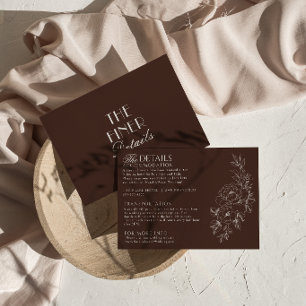 Tarjeta De Recepción Detalles de boda boho chic florales de cacao oscur