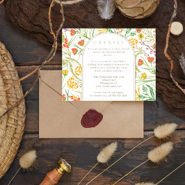 Tarjeta De Recepción Detalles de Boda Boho de Flor Silvestre en Bosque