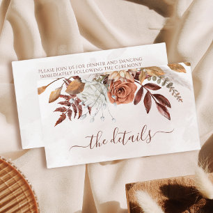 Tarjeta De Recepción Detalles de boda boho de flores de terracota óxido