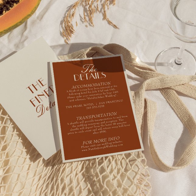 Tarjeta De Recepción Detalles de Boda Boho de Naranja Quemada con Clase (Subido por el creador)
