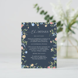 Tarjeta De Recepción Detalles de Boda Boho Delicados Flor Silvestre Azu
