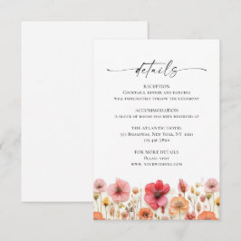 Tarjeta De Recepción Detalles de boda boho flor silvestre rosa pastel r