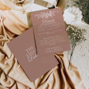 Tarjeta De Recepción Detalles de Boda Boho Floral de Jardín de Rosal Cl