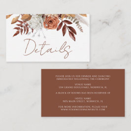 Tarjeta De Recepción Detalles de Boda Boho Floral Rústica de Terracota 