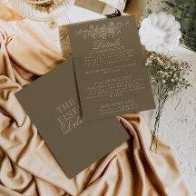 Detalles de boda boho florales marrón taupe elegan