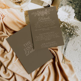Tarjeta De Recepción Detalles de boda boho florales marrón taupe elegan