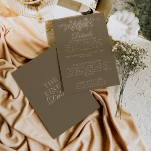 Tarjeta De Recepción Detalles de boda boho florales marrón taupe elegan