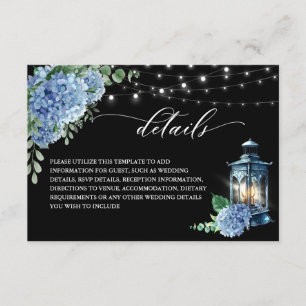 Tarjeta De Recepción Detalles de boda boho negro con linterna de horten