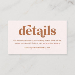 Tarjeta De Recepción Detalles de Boda Boho Retro Crema Naranja Quemada