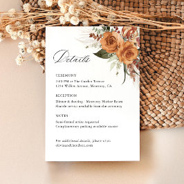 Tarjeta De Recepción Detalles de Boda Boho Rosa Terracota, Ceremonia