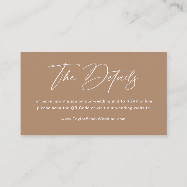 Tarjeta De Recepción Detalles de Boda Boho Taupe (Anverso)