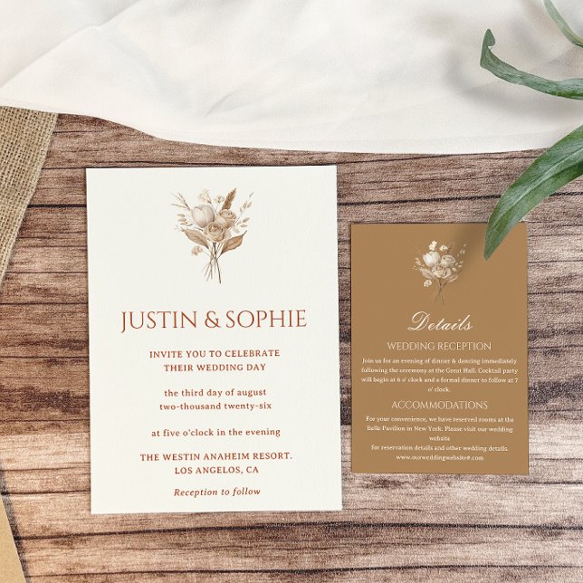 Tarjeta De Recepción Detalles de Boda Boho Terracotta (Subido por el creador)