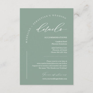 Tarjeta De Recepción Detalles de Boda Boho Verde Salvia