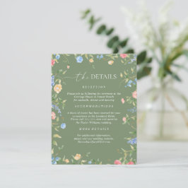 Tarjeta De Recepción Detalles de Boda Boho Wildflower Sage Verde