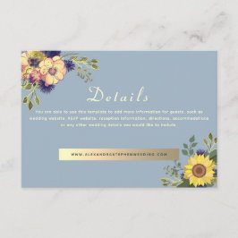 Tarjeta De Recepción Detalles de Boda Botánica de Flor Silvestre