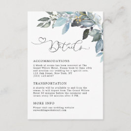 Tarjeta De Recepción Detalles de Boda Botánica Elegante Rústica