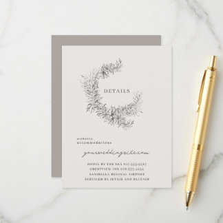 Tarjeta De Recepción Detalles de Boda Botánicos de Arte Fino