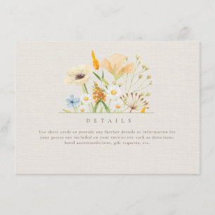 Tarjeta De Recepción Detalles de Boda Botánicos de Flores Silvestres Si