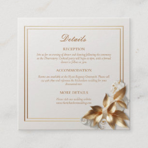 Tarjeta De Recepción Detalles de Boda Botánicos Dorados