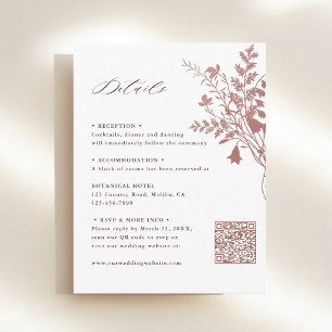 Tarjeta De Recepción Detalles de Boda Botánicos Elegantes con Rosa Polv