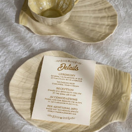 Tarjeta De Recepción Detalles de boda botánicos elegantes en dorado