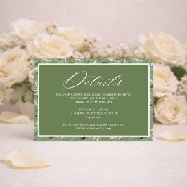 Tarjeta De Recepción Detalles de Boda Botánicos en Verde Salvia Elegant
