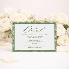 Tarjeta De Recepción Detalles de Boda Botánicos en Verde Salvia Elegant