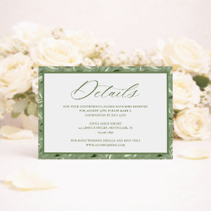 Tarjeta De Recepción Detalles de Boda Botánicos en Verde Salvia Elegant
