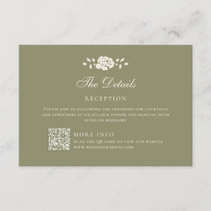 Tarjeta De Recepción Detalles de Boda Botánicos Verde Salvia Vintage