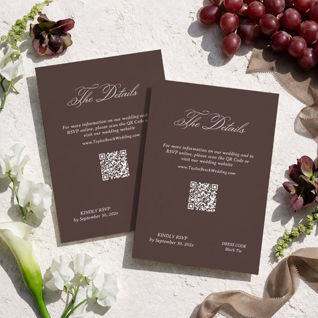 Tarjeta De Recepción Detalles de Boda Brown Código Qr (Subido por el creador)